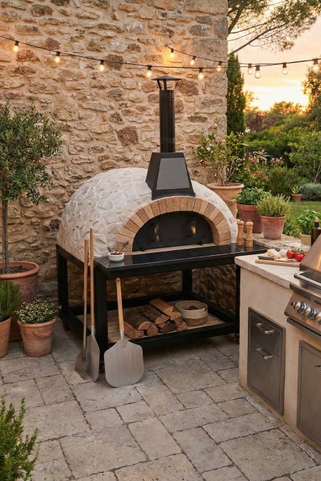 فرن بيتزا حجري مقوّس كبير – 90×100 سم