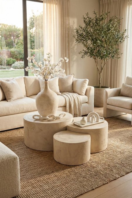 طقم طاولات البسكوتة – 3 قطع فيبر سمنت