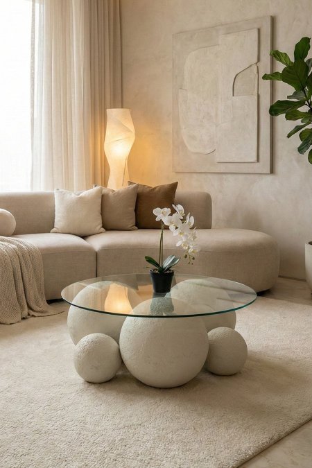 طاولة الطابات دائرية – زجاج سكريت 8 ملم (قواعد كروية)