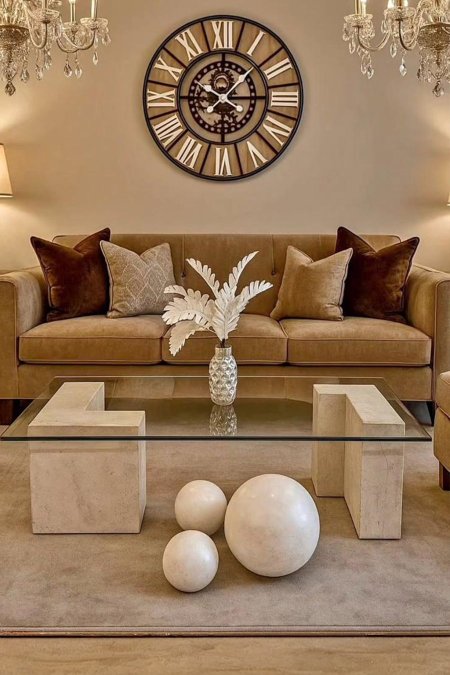 طاولة حجرية بقاعدة هندسية مزدوجة