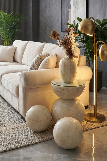 طاولة جانبية كرات مع زجاج (طربيزة)