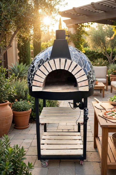 فرن بيتزا خارجي قبة 110 (غاز + حطب)