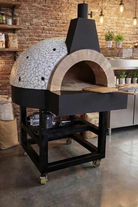 فرن بيتزا قبة دائري 90 سم – صحن دوّار (طوب حراري)