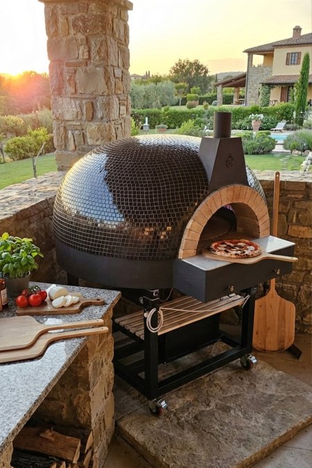 فرن بيتزا دائري غاز مع أرضية دوّارة – قطر 160 سم