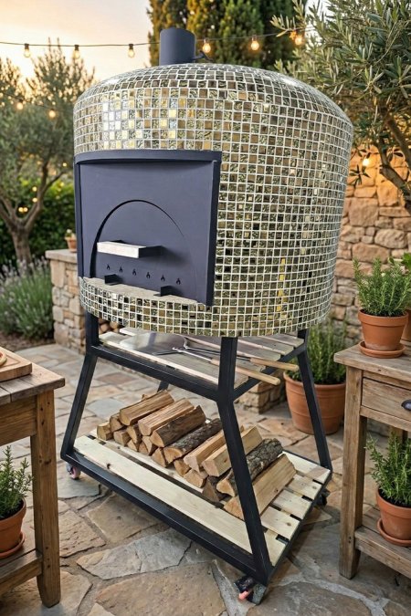 فرن بيتزا قبة موزاييك 60 سم – غاز (مع خيار تشغيل حطب)