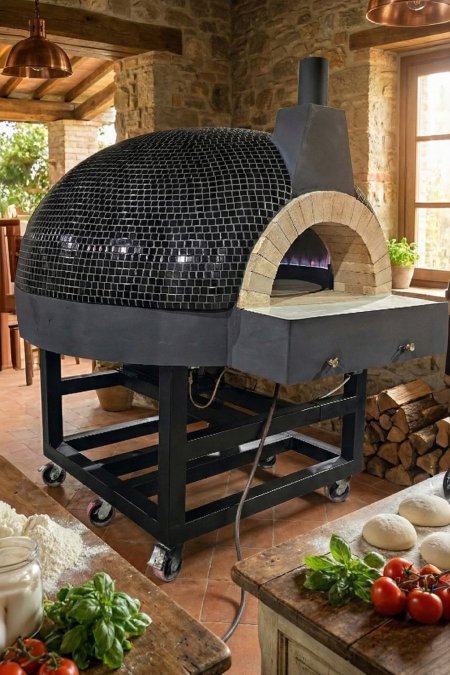 فرن بيتزا قبة دائري 110 سم – صحن دوّار (طوب حراري)