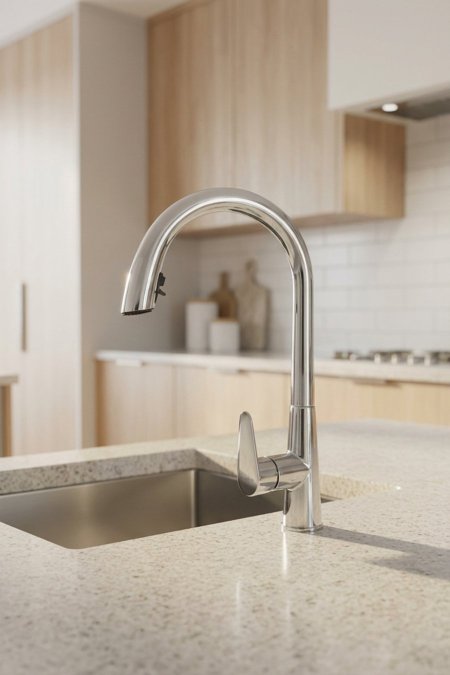 حنفية مطبخ كروم لامع عالية