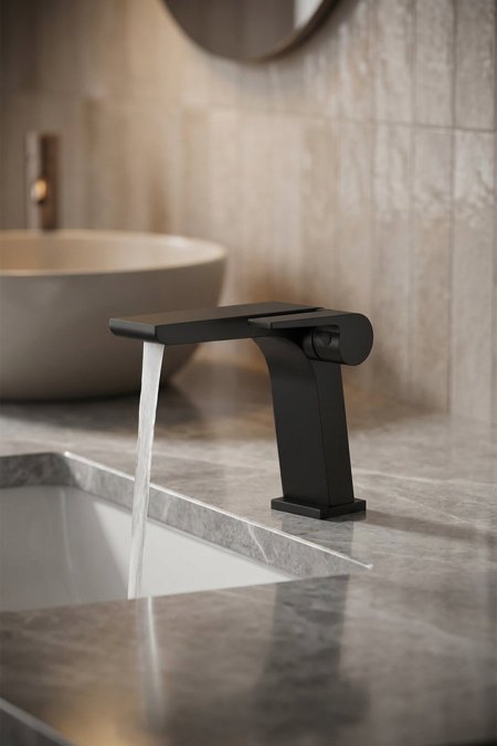 حنفية مغسلة أسود مطفي