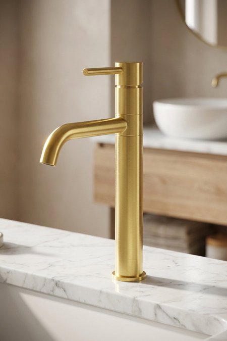 حنفية مغسلة حمّام ذهب مطفي عالية