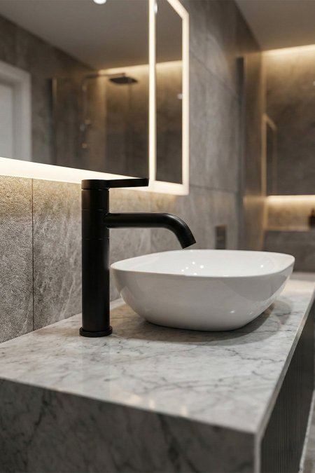 حنفية مغسلة أسود مطفي – مودرن