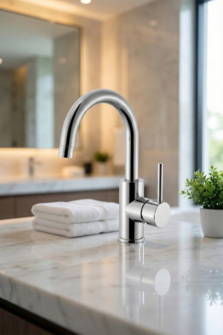 حنفية حمّام قوس عالي – كروم لامع