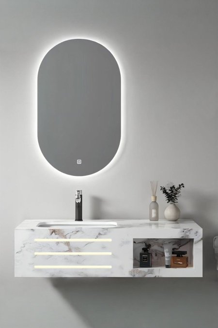 مغسلة حمّام معلّقة رخامي أبيض