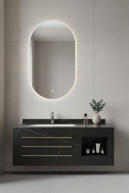 مغسلة حمّام معلّقة لون أسود رخامي