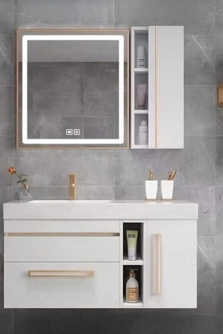 طقم مغسلة حمام معلّقة أبيض