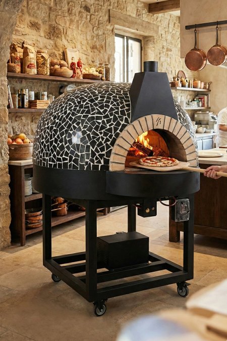 فرن بيتزا طوب حراري – مقاس 100 سم (خارجي 1.60م) قاعدة متحرّكة