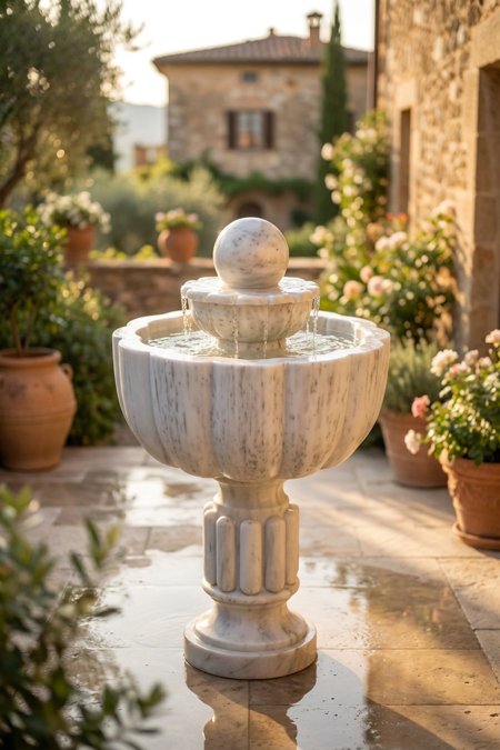 نافورة حجر/رخام كلاسيكية كرة مائية مع حوض دائري