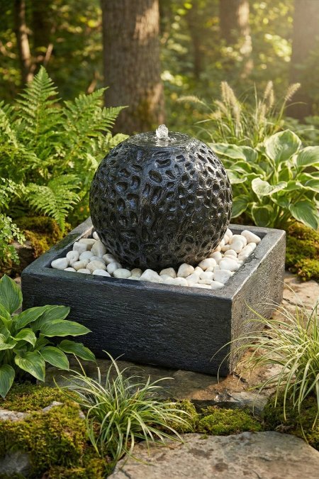 نافورة كرة منقوشة مودرن – إسمنت (0.8×0.8×0.8م)