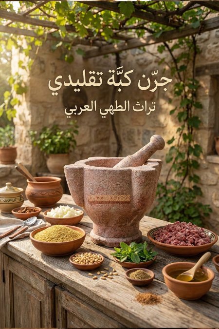 جرن كبّة تقليدي حجر طبيعي (تراث الطهي العربي)