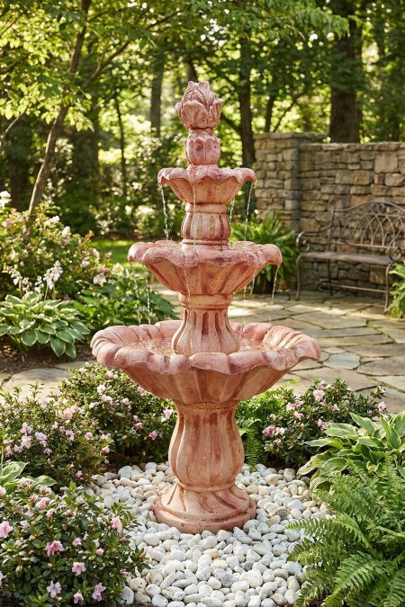 نافورة كلاسيكية 3 طبقات – رخامي وردي