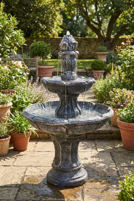 نافورة الساقية الحجرية – طبقتين (رمادي رخامي)