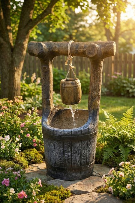 نافورة البير الخشبي (سطل معلّق) – إسمنت