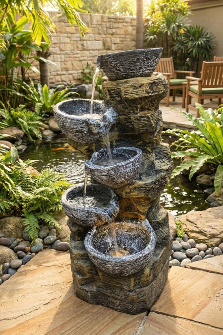 نافورة الشلال الصخري (4 جاطات) – إسمنت