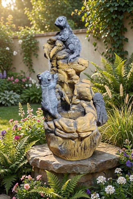 نافورة ثعلبَيّن على صخور – شلال حوض صغير