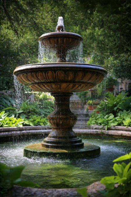 نافورة حدائق ملكية بطبقتين – ستايل إيطالي (لون برونزي)