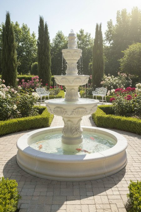 نافورة القصر الملكي – 3 طبقات مع حوض دائري