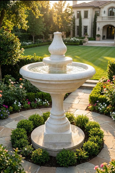 نافورة رحيق الهدوء – حوض دائري بلمسة كلاسيكية