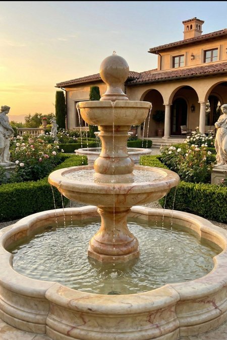 نافورة التاج الملكي – 3 طبقات بحوض رخامي كبير