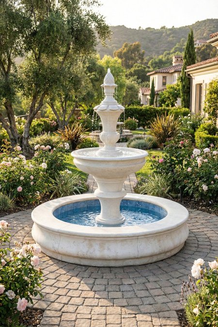 نافورة التاج الأبيض – حوض دائري مع عمود كلاسيكي