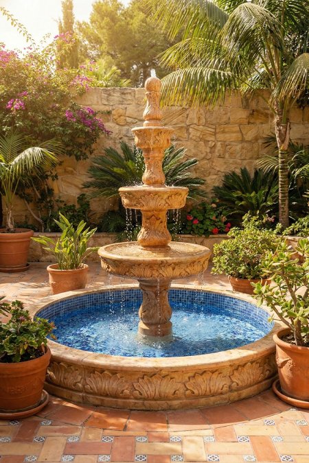 نافورة الأندلس الذهبية – ثلاث طبقات بنقشة