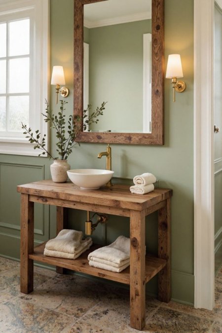 مغسلة خشب ريفي رف سفلي