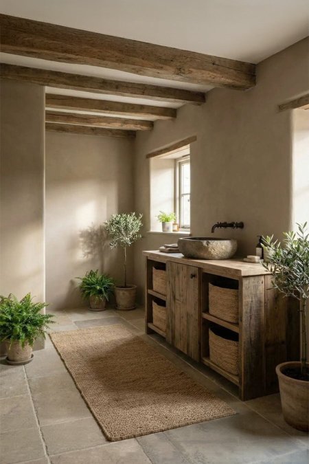 مغسلة خشب هادئة