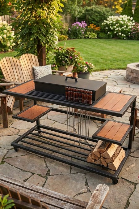 شواية طاولة خشب طبيعي – طول 160 سم