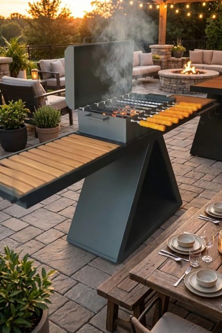 شواية فحم ستايل Z مع رف خشب طبيعي