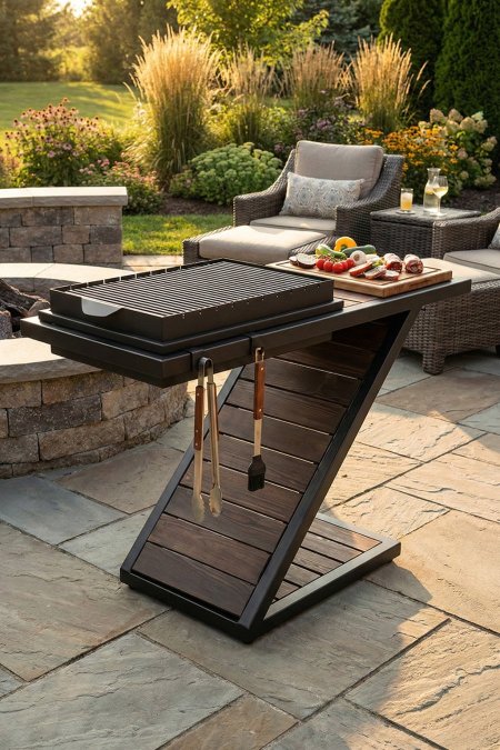 شواية ستاند خشب وحديد – طول 160 سم