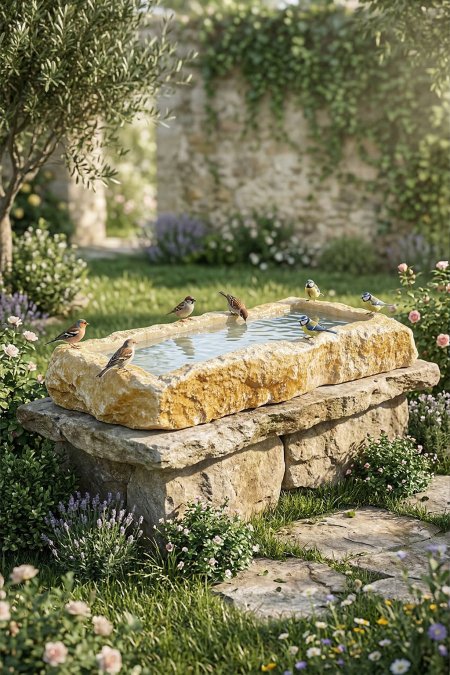 مشرب طيور حجري طويل – 1.30×0.50 متر