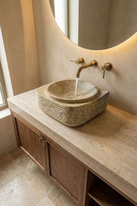 حوض حجر طبيعي – 41×35 سم