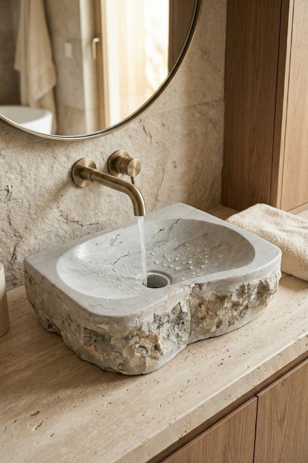 حوض حجر طبيعي – 40×25 سم