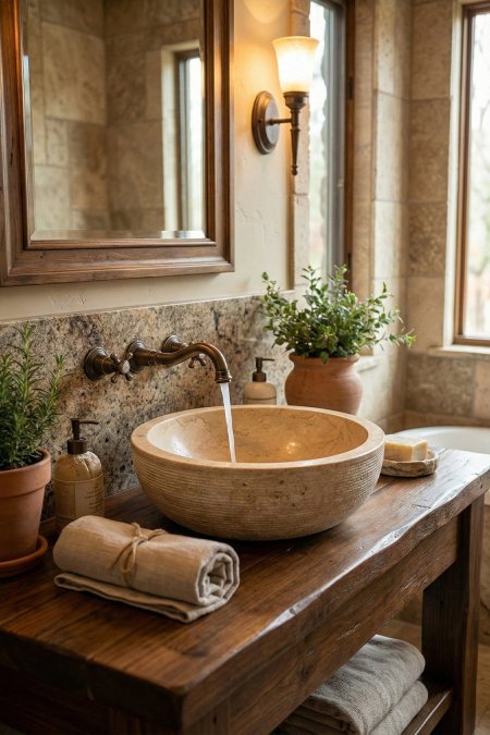 حوض حجر طبيعي دائري (مخطط) – مقاس 39 سم