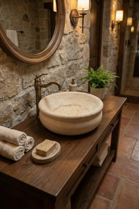 حوض مغسلة حجري دائري – 38 سم