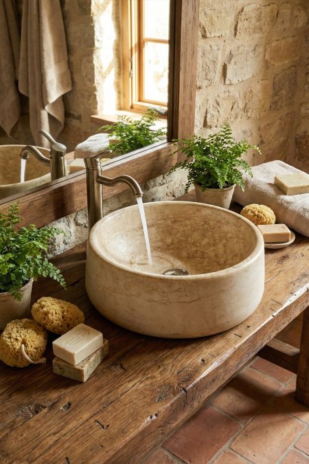 حوض مغسلة حجري دائري – 37 سم