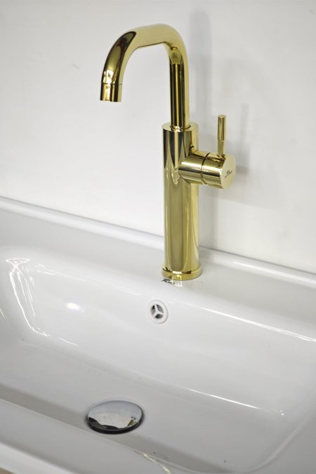 حنفية مغسلة ذهبية بتصميم دائري فاخر