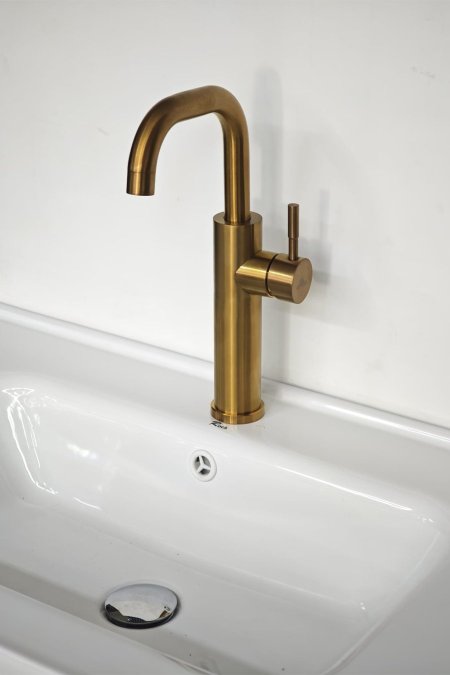 حنفية مغسلة ذهبي معتّق بتصميم دائري عصري