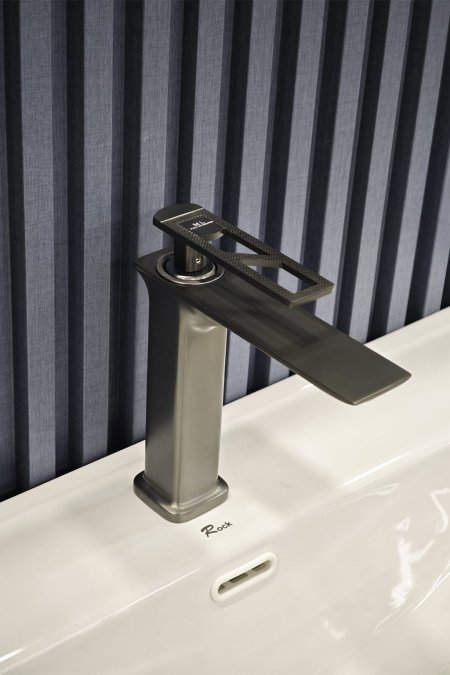 حنفية مغسلة رمادي غرافيت بتصميم هندسي فاخر