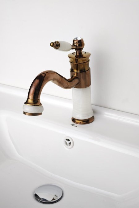 حنفية مغسلة روز جولد وأبيض بتصميم كلاسيكي فاخر