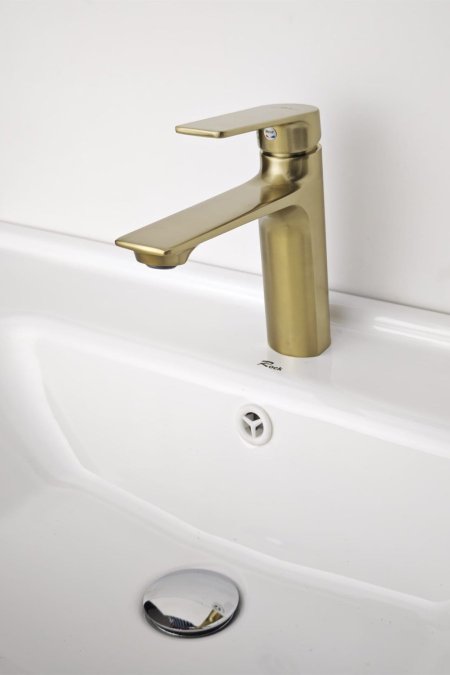 حنفية مغسلة ذهبي معتّق بتصميم هندسي عصري