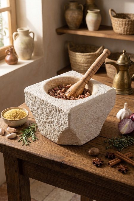 جرن كبة أنتيك حجر طبيعي مربع